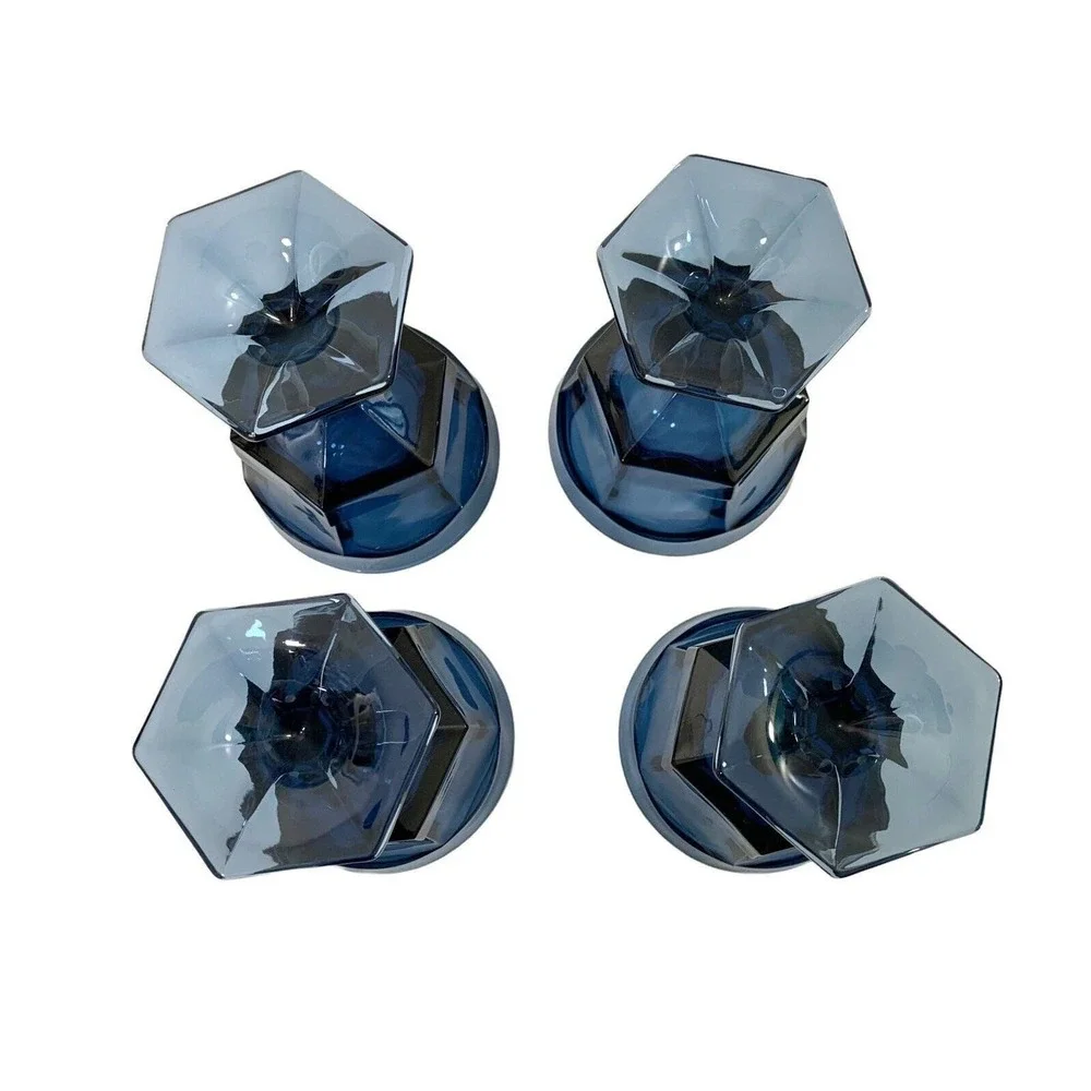 Four Vintage Cobalt Blue Drinking Glasses 5
